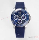 Swissclone Longines Hydroconquest Chronograph Men's 41mm Blue Rubber Strap